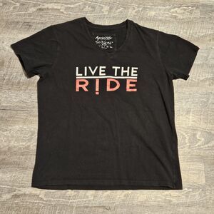 Live the Ride Apres Velo Men's V-Neck Short Sleeve Biking Shirt Black Size Large